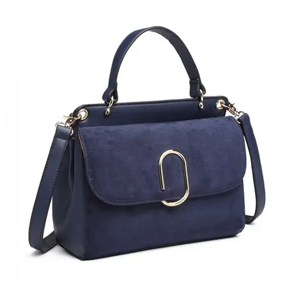 LB6871-MISS LULU STYLISH LADIES LEATHER HANDBAG SHOULDER BAG NAVY by All Mart Bristol Ltd