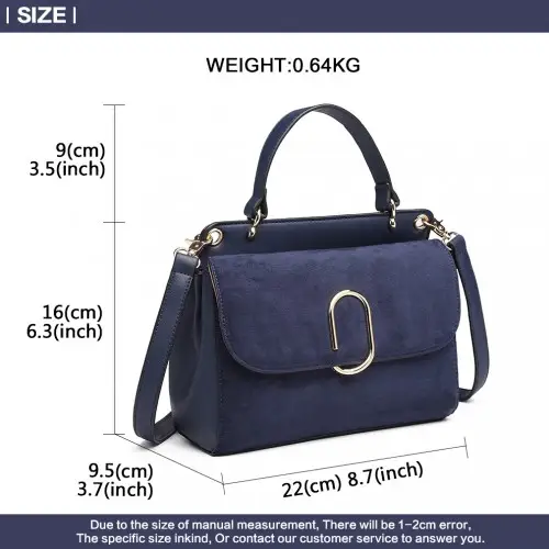 LB6871-MISS LULU STYLISH LADIES LEATHER HANDBAG SHOULDER BAG NAVY by All Mart Bristol Ltd