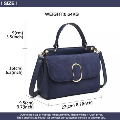LB6871-MISS LULU STYLISH LADIES LEATHER HANDBAG SHOULDER BAG NAVY by All Mart Bristol Ltd