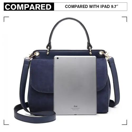 LB6871-MISS LULU STYLISH LADIES LEATHER HANDBAG SHOULDER BAG NAVY by All Mart Bristol Ltd