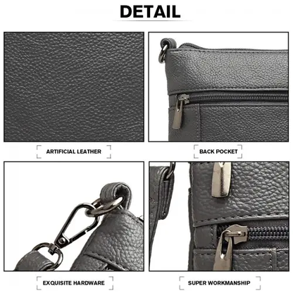 LB6927 - Miss Lulu Multi Pocket Leather Look RFID-Blocking Cross Body Bag - Grey by All Mart Bristol Ltd