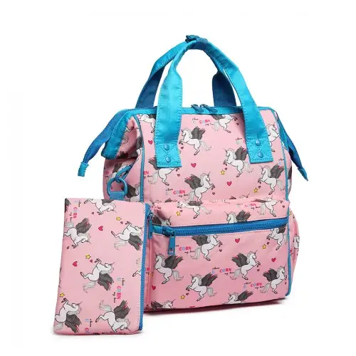 LB6896 - Miss Lulu Child's Unicorn Backpack with Pencil Case - Pink by All Mart Bristol Ltd