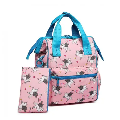 LB6896 - Miss Lulu Child's Unicorn Backpack with Pencil Case - Pink by All Mart Bristol Ltd