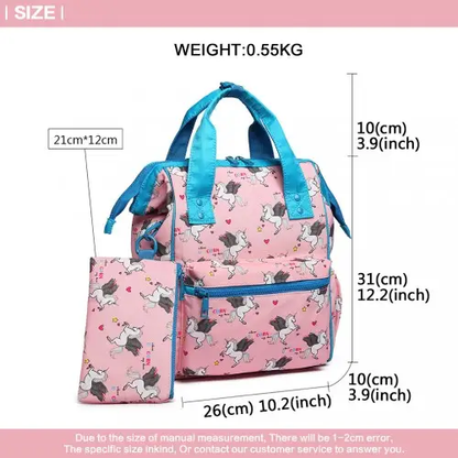 LB6896 - Miss Lulu Child's Unicorn Backpack with Pencil Case - Pink by All Mart Bristol Ltd