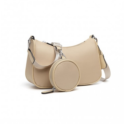 LB2060 - Miss Lulu Cross-Body Handbag with a Detachable Pouch - Khaki by All Mart Bristol Ltd