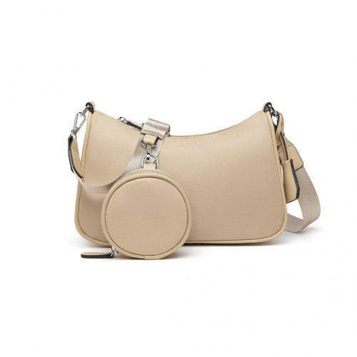 LB2060 - Miss Lulu Cross-Body Handbag with a Detachable Pouch - Khaki by All Mart Bristol Ltd