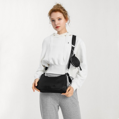 LB2060 - Miss Lulu Cross-Body Handbag with a Detachable Pouch - Khaki by All Mart Bristol Ltd