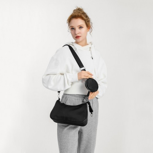 LB2060 - Miss Lulu Cross-Body Handbag with a Detachable Pouch - Khaki by All Mart Bristol Ltd