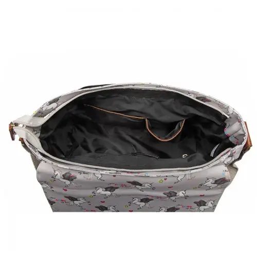L1107 UN - Miss Lulu Matte Oilcloth Unicorn Satchel - Grey by All Mart Bristol Ltd