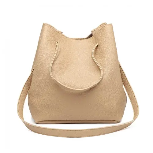 LB1937 - MISS LULU 4 PIECE SET SHOULDER TOTE HANDBAG - BEIGE by All Mart Bristol Ltd