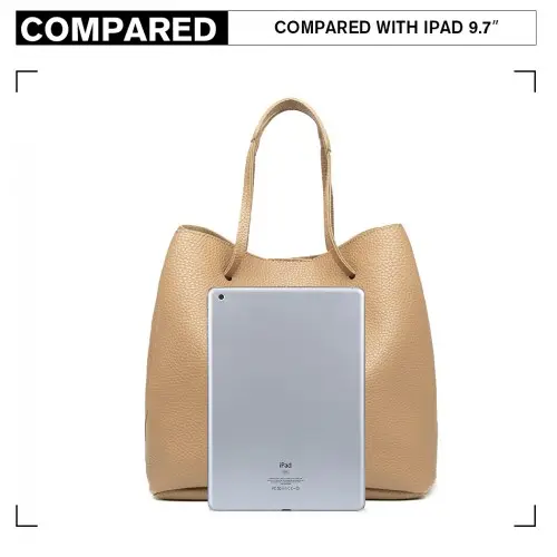 LB1937 - MISS LULU 4 PIECE SET SHOULDER TOTE HANDBAG - BEIGE by All Mart Bristol Ltd