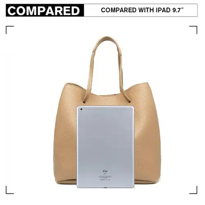 LB1937 - MISS LULU 4 PIECE SET SHOULDER TOTE HANDBAG - BEIGE by All Mart Bristol Ltd