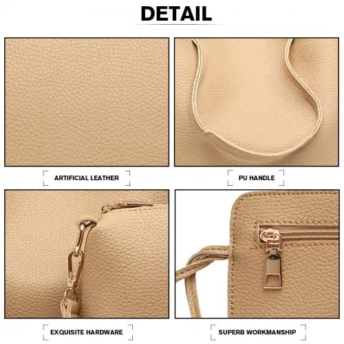 LB1937 - MISS LULU 4 PIECE SET SHOULDER TOTE HANDBAG - BEIGE by All Mart Bristol Ltd