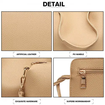 LB1937 - MISS LULU 4 PIECE SET SHOULDER TOTE HANDBAG - BEIGE by All Mart Bristol Ltd