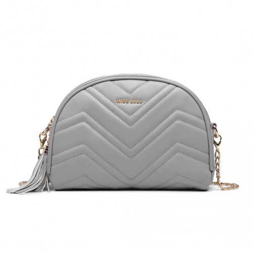 LB2236 - Miss Lulu Trendy Tassel Crossbody Bag - Grey by All Mart Bristol Ltd