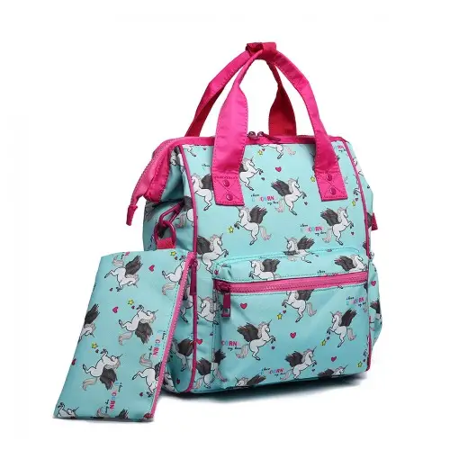 LB6896 - Miss Lulu Child's Unicorn Backpack with Pencil Case - Blue by All Mart Bristol Ltd