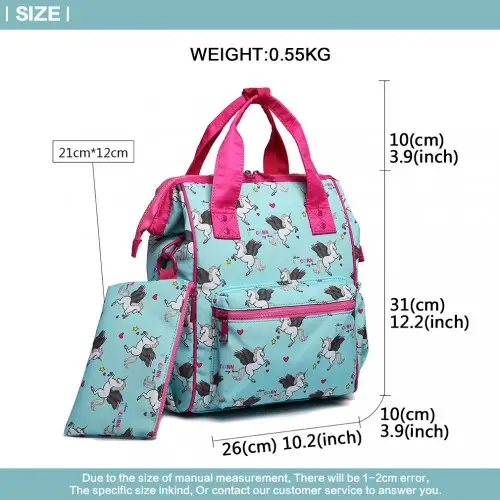 LB6896 - Miss Lulu Child's Unicorn Backpack with Pencil Case - Blue by All Mart Bristol Ltd
