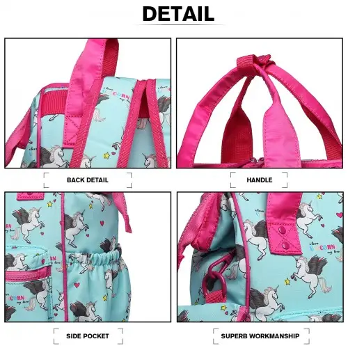 LB6896 - Miss Lulu Child's Unicorn Backpack with Pencil Case - Blue by All Mart Bristol Ltd
