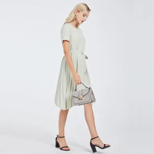 LB2033 - Miss Lulu Leather Look Midi Handbag - Grey by All Mart Bristol Ltd