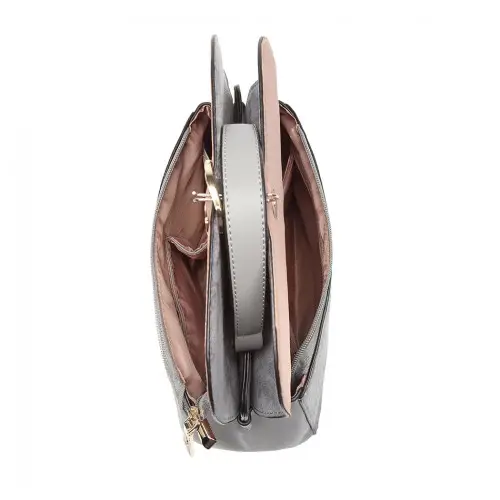 LB6871-MISS LULU STYLISH LADIES LEATHER HANDBAG SHOULDER BAG GREY by All Mart Bristol Ltd