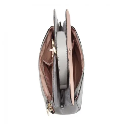 LB6871-MISS LULU STYLISH LADIES LEATHER HANDBAG SHOULDER BAG GREY by All Mart Bristol Ltd
