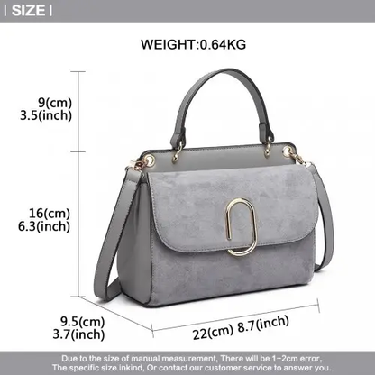 LB6871-MISS LULU STYLISH LADIES LEATHER HANDBAG SHOULDER BAG GREY by All Mart Bristol Ltd