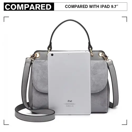 LB6871-MISS LULU STYLISH LADIES LEATHER HANDBAG SHOULDER BAG GREY by All Mart Bristol Ltd