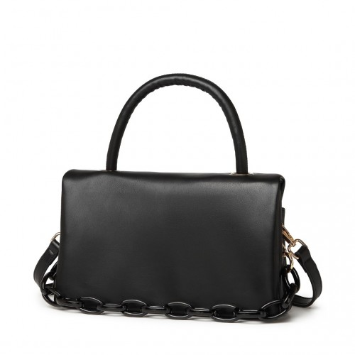 LB2122 - Miss Lulu Personality Versatile Chain Handbag Crossbody Bag - Black by All Mart Bristol Ltd