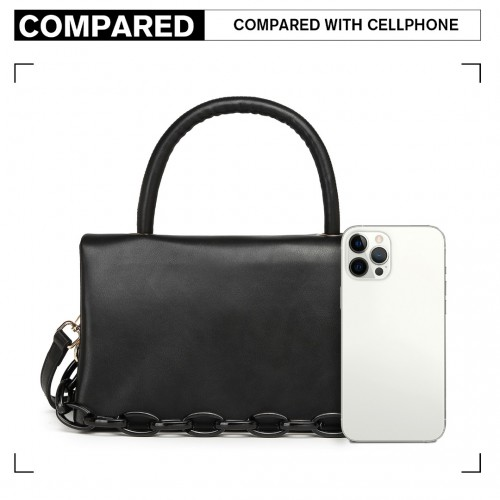 LB2122 - Miss Lulu Personality Versatile Chain Handbag Crossbody Bag - Black by All Mart Bristol Ltd