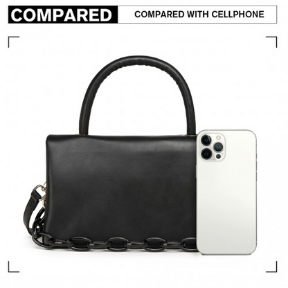 LB2122 - Miss Lulu Personality Versatile Chain Handbag Crossbody Bag - Black by All Mart Bristol Ltd