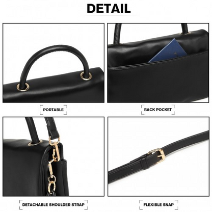 LB2122 - Miss Lulu Personality Versatile Chain Handbag Crossbody Bag - Black by All Mart Bristol Ltd
