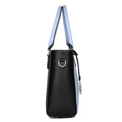 LG1641 - Miss Lulu Leather Look V-Shape Shoulder Handbag - Blue by All Mart Bristol Ltd