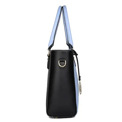 LG1641 - Miss Lulu Leather Look V-Shape Shoulder Handbag - Blue by All Mart Bristol Ltd