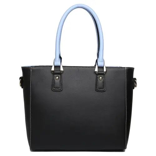 LG1641 - Miss Lulu Leather Look V-Shape Shoulder Handbag - Blue by All Mart Bristol Ltd