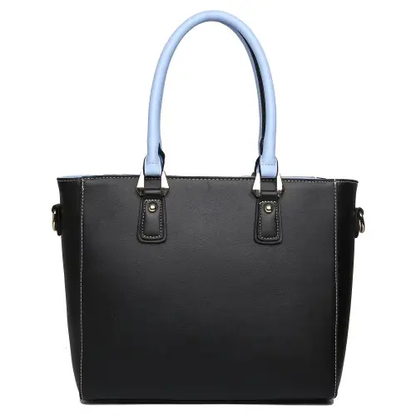 LG1641 - Miss Lulu Leather Look V-Shape Shoulder Handbag - Blue by All Mart Bristol Ltd