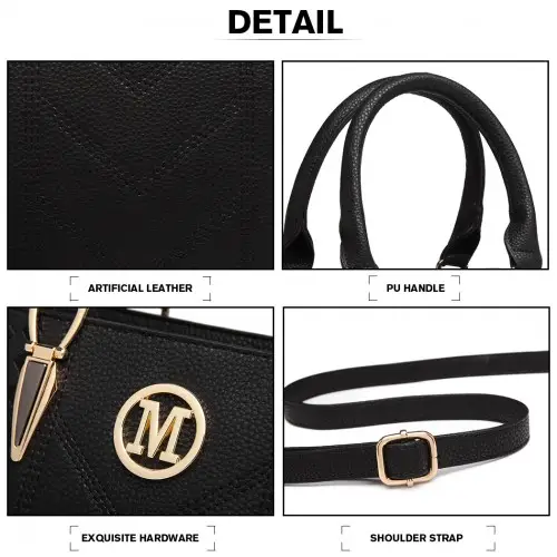 LG6865 - Miss Lulu Leather Look Weave Effect Shoulder Bag - Black by All Mart Bristol Ltd