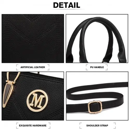 LG6865 - Miss Lulu Leather Look Weave Effect Shoulder Bag - Black by All Mart Bristol Ltd