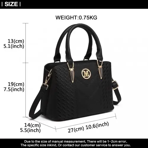 LG6865 - Miss Lulu Leather Look Weave Effect Shoulder Bag - Black by All Mart Bristol Ltd