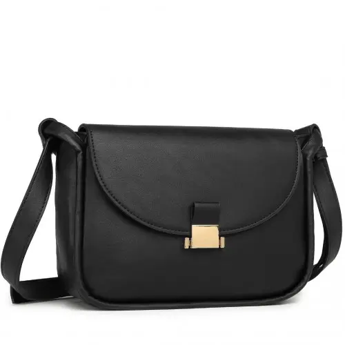 LH2109 - Miss Lulu Fashion Leather Commute Flap Small Square Bag - Black by All Mart Bristol Ltd