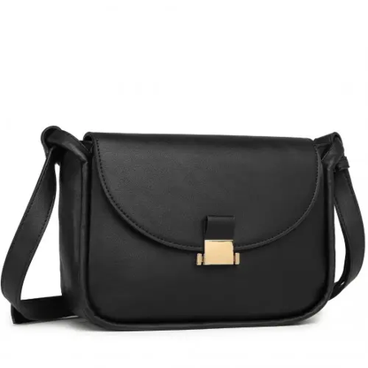 LH2109 - Miss Lulu Fashion Leather Commute Flap Small Square Bag - Black by All Mart Bristol Ltd