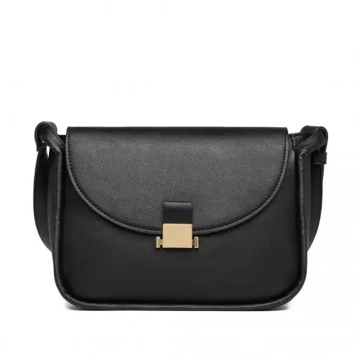 LH2109 - Miss Lulu Fashion Leather Commute Flap Small Square Bag - Black by All Mart Bristol Ltd