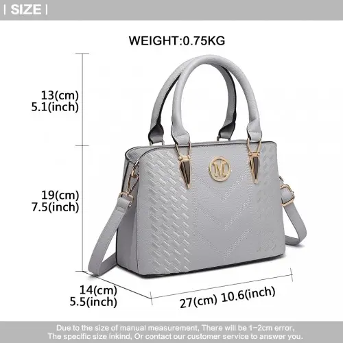 LG6865 - Miss Lulu Leather Look Weave Effect Shoulder Bag - Light Grey by All Mart Bristol Ltd