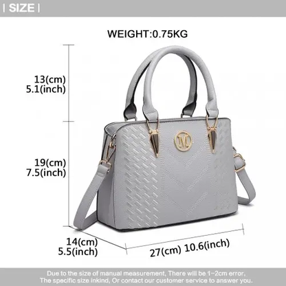 LG6865 - Miss Lulu Leather Look Weave Effect Shoulder Bag - Light Grey by All Mart Bristol Ltd