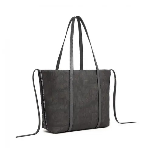 LG1922 - MISS LULU LEATHER LOOK TWO WAY TOTE SHOULDER BAG - GREY by All Mart Bristol Ltd