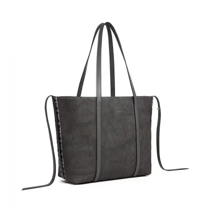 LG1922 - MISS LULU LEATHER LOOK TWO WAY TOTE SHOULDER BAG - GREY by All Mart Bristol Ltd