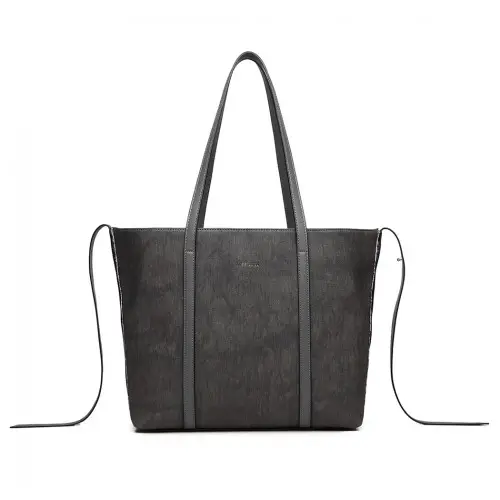 LG1922 - MISS LULU LEATHER LOOK TWO WAY TOTE SHOULDER BAG - GREY by All Mart Bristol Ltd