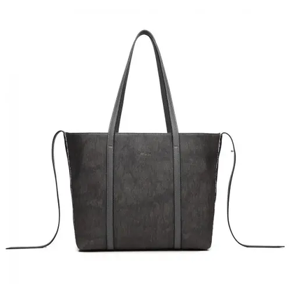 LG1922 - MISS LULU LEATHER LOOK TWO WAY TOTE SHOULDER BAG - GREY by All Mart Bristol Ltd