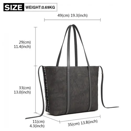 LG1922 - MISS LULU LEATHER LOOK TWO WAY TOTE SHOULDER BAG - GREY by All Mart Bristol Ltd