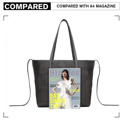 LG1922 - MISS LULU LEATHER LOOK TWO WAY TOTE SHOULDER BAG - GREY by All Mart Bristol Ltd