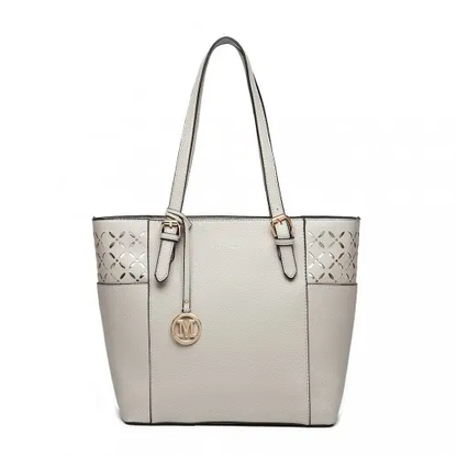 LG1943 - MISS LULU LASER CUT OUT TOTE SHOPPER BAG - GREY by All Mart Bristol Ltd